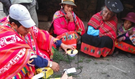 Solar lamps for remote villages in the Peruvian Andes